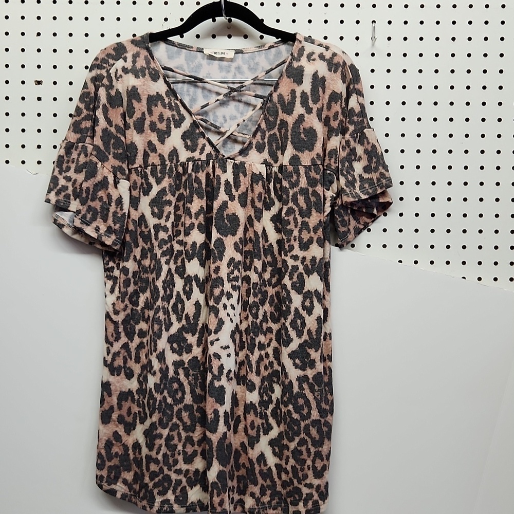 FIRST Love women's med cheetah top